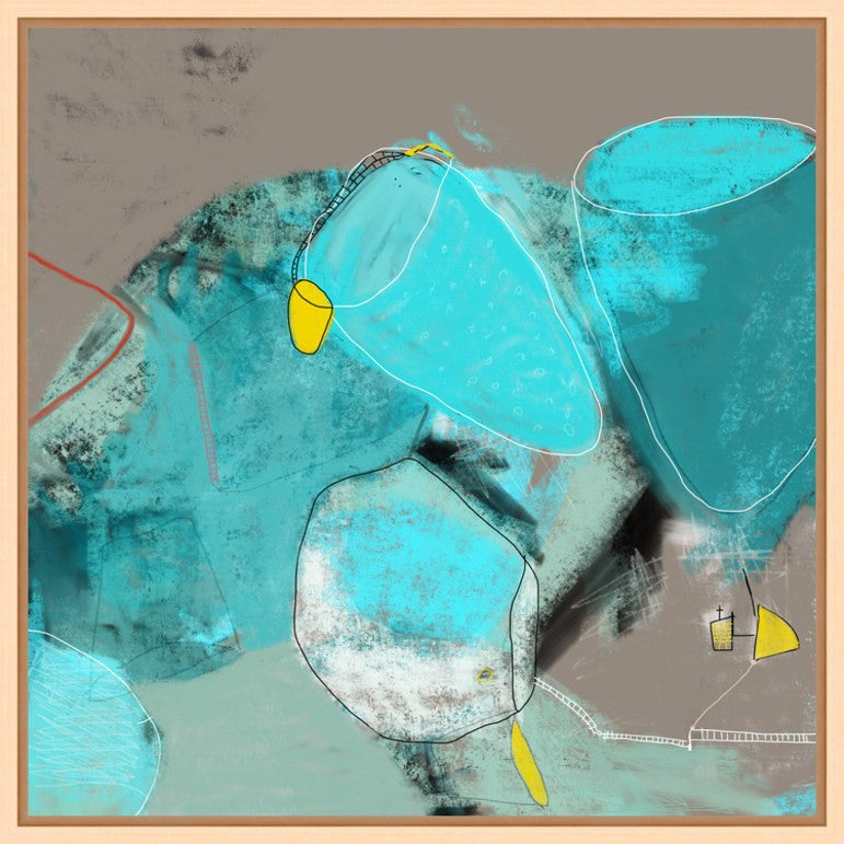 Jeu azur, - Tableau 60x60cm caisse américaine  artiste peintre Octave Pixel  galerie TACT Art abstrait & contemporain