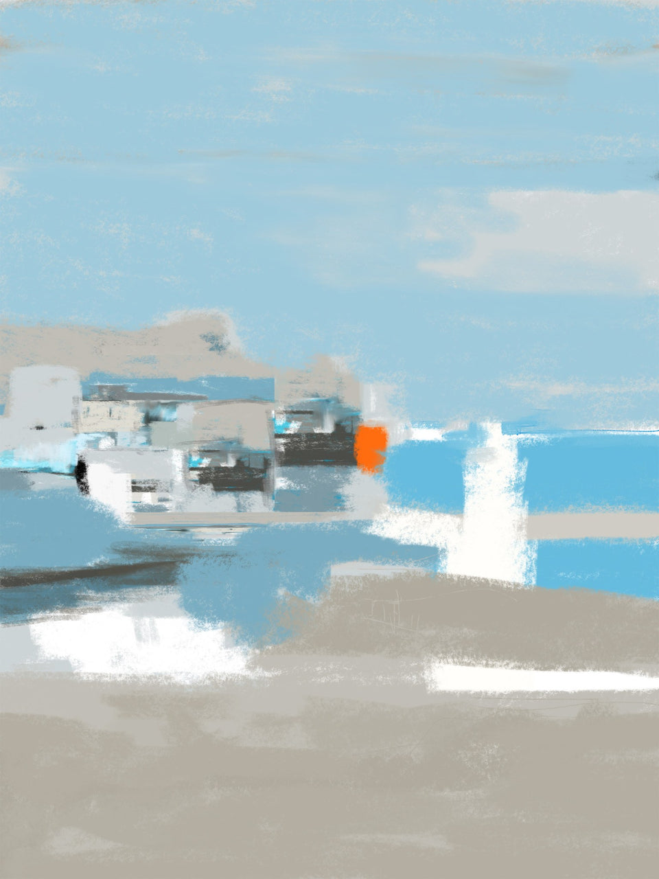 Monemvasia, marine d'un paysage abstrait - Œuvres d'art  artiste peintre Octave Pixel  galerie TACT Art abstrait & contemporain