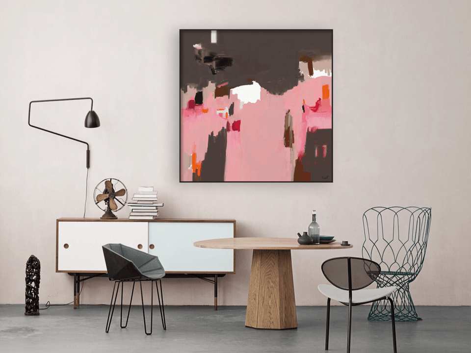 Ma muse - 711 Grand tableau abstrait carré rose marron - Peinture abstraite  artiste peintre Ludovic Mariault  galerie TACT Art abstrait & contemporain