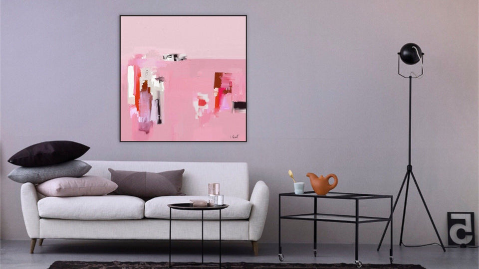  Le point de rencontre - 705 peinture abstraite rose - Peinture abstraite  artiste peintre Ludovic Mariault  galerie TACT Art abstrait & contemporain