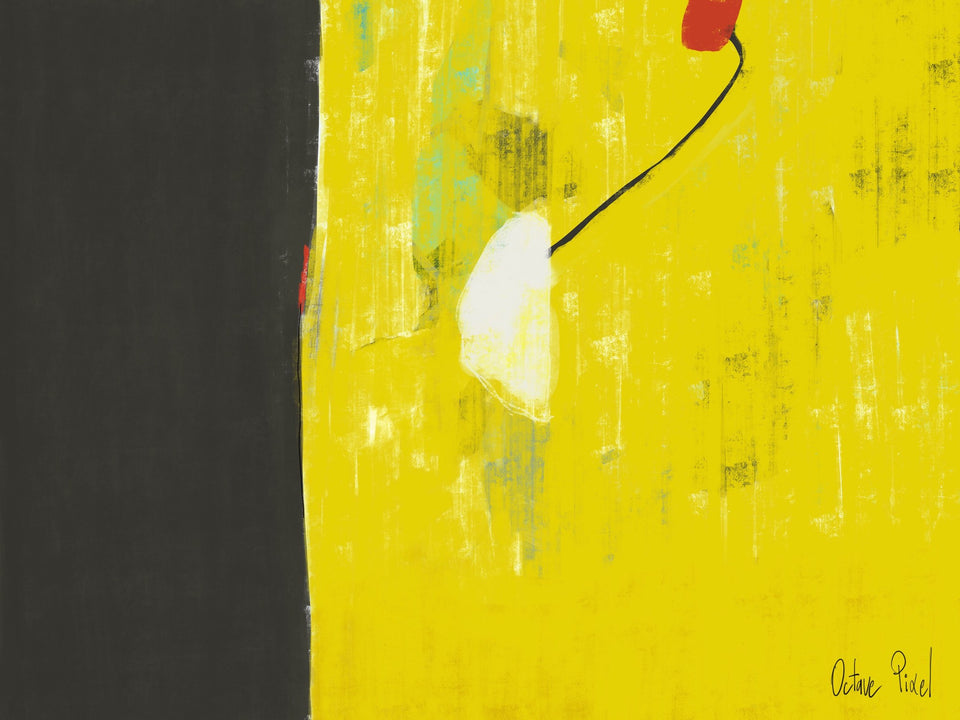  Cœur battant - peinture moderne jaune gris noir - Tableau contemporain  artiste peintre Octave Pixel  galerie TACT Art abstrait & contemporain