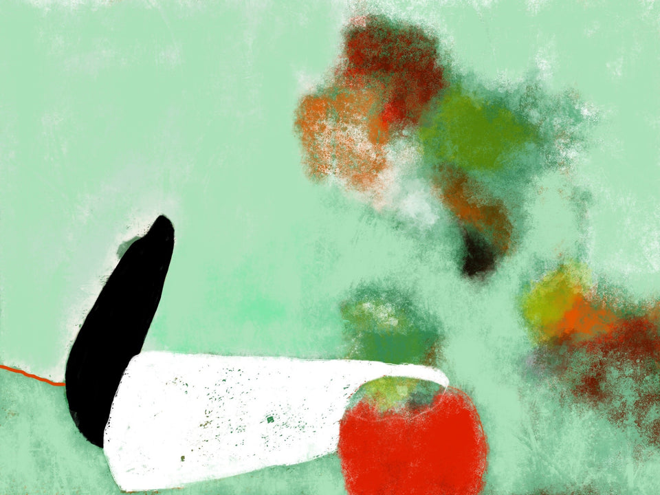 Amande, tableau abstrait - tableau graphique 60x45cm  artiste peintre Octave Pixel  galerie TACT Art abstrait & contemporain