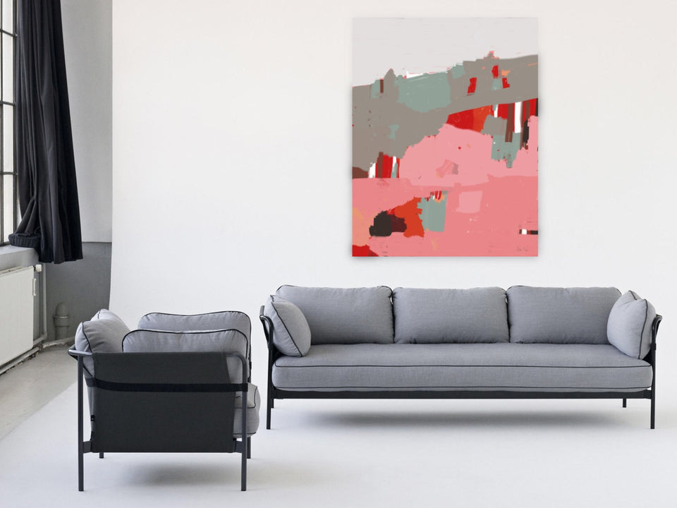 Paysage abstrait rose rouge framboise - Œuvres d'art  artiste peintre Octave Pixel  galerie TACT Art abstrait & contemporain