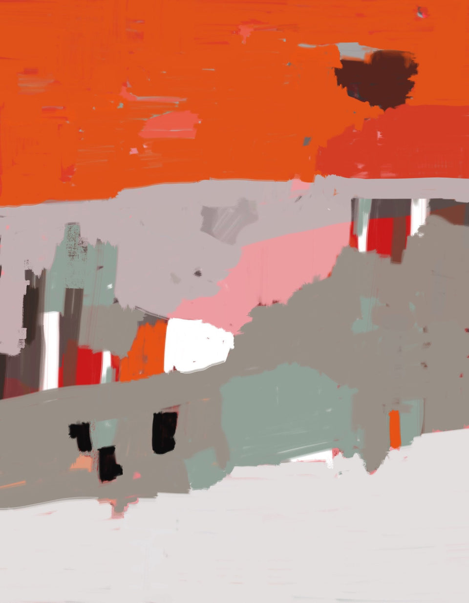  Paysage abstrait coloré orange gris ocre - Tableau design  artiste peintre Octave Pixel  galerie TACT Art abstrait & contemporain