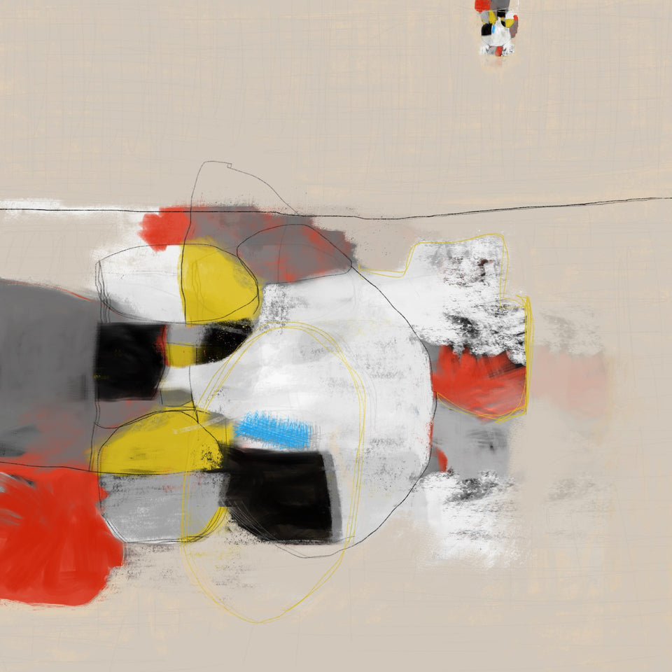  Douce attente, tableau abstrait coloré - Peinture numérique 80x80cm  artiste peintre Octave Pixel  galerie TACT Art abstrait & contemporain