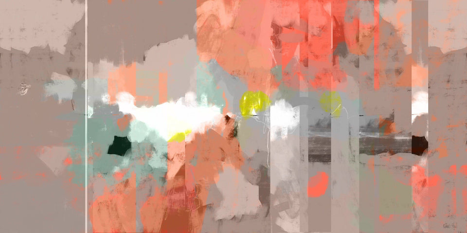 Peinture numérique style abstrait couleurs rose saumon terracotta - Tableau design artiste peintre Octave Pixel galerie TACT Art abstrait & contemporain