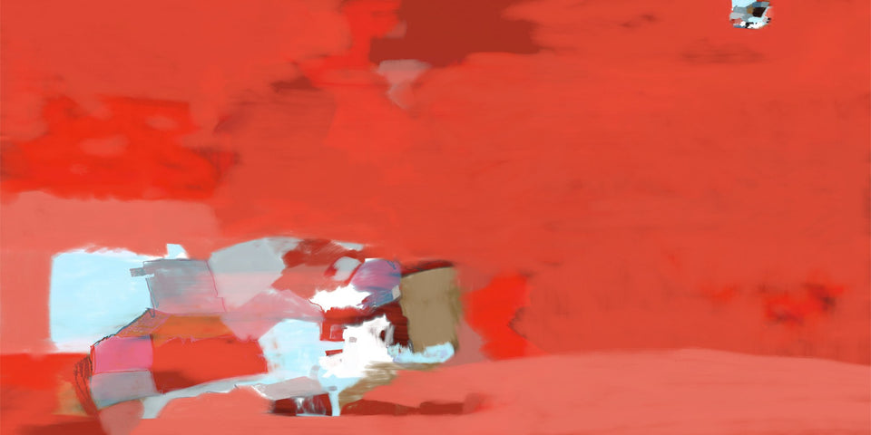 peinture abstraite rouge terracotta - Tableau moderne artiste peintre Octave Pixel galerie TACT Art abstrait & contemporain