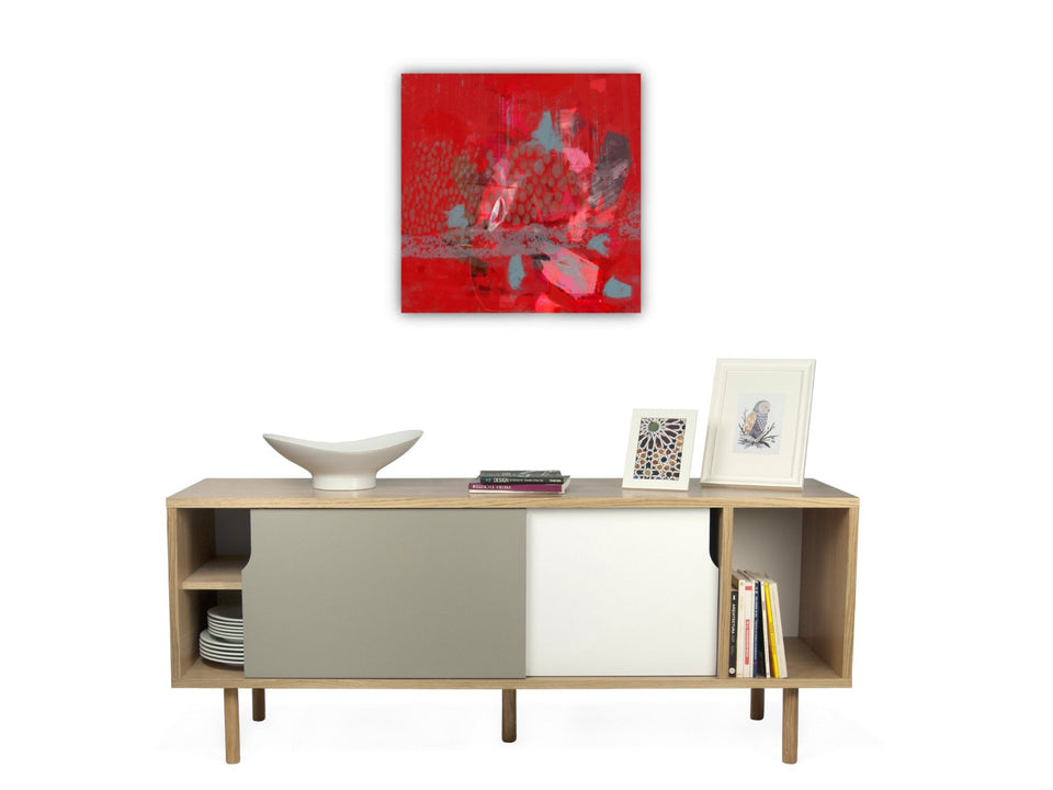  Petit pas doux - tableau abstrait rouge Déco intérieur - Tableau design  artiste peintre Octave Pixel  galerie TACT Art abstrait & contemporain