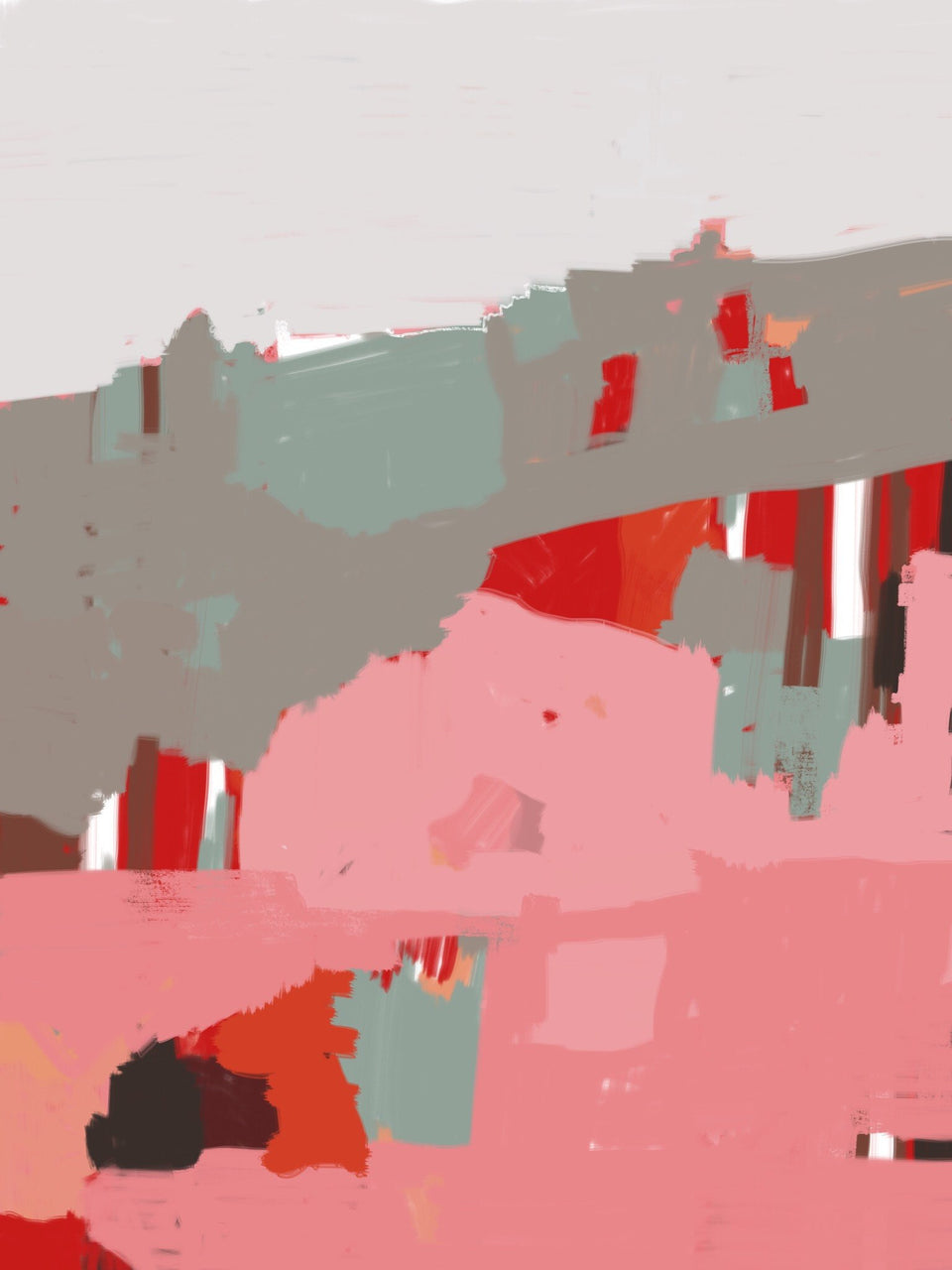 Paysage abstrait rose rouge framboise - Œuvres d'art  artiste peintre Octave Pixel  galerie TACT Art abstrait & contemporain