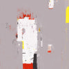 Tableau abstrait beige gris avec des touches de Jaune
