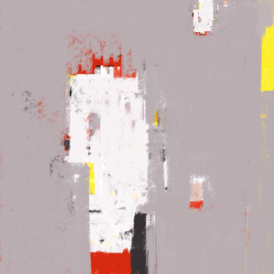  Tableau abstrait beige gris avec des touches de Jaune - Tableau moderne  artiste peintre Octave Pixel  galerie TACT Art abstrait & contemporain