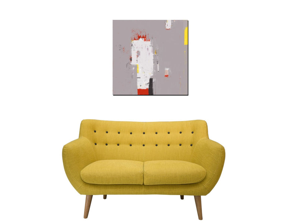  Tableau abstrait beige gris avec des touches de Jaune - Tableau moderne  artiste peintre Octave Pixel  galerie TACT Art abstrait & contemporain