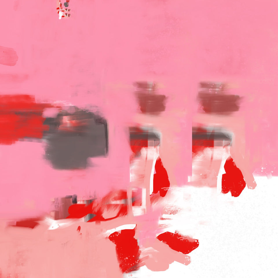  Peinture abstraite aux nuances de couleurs rose rouge - Tableau moderne  artiste peintre Octave Pixel  galerie TACT Art abstrait & contemporain
