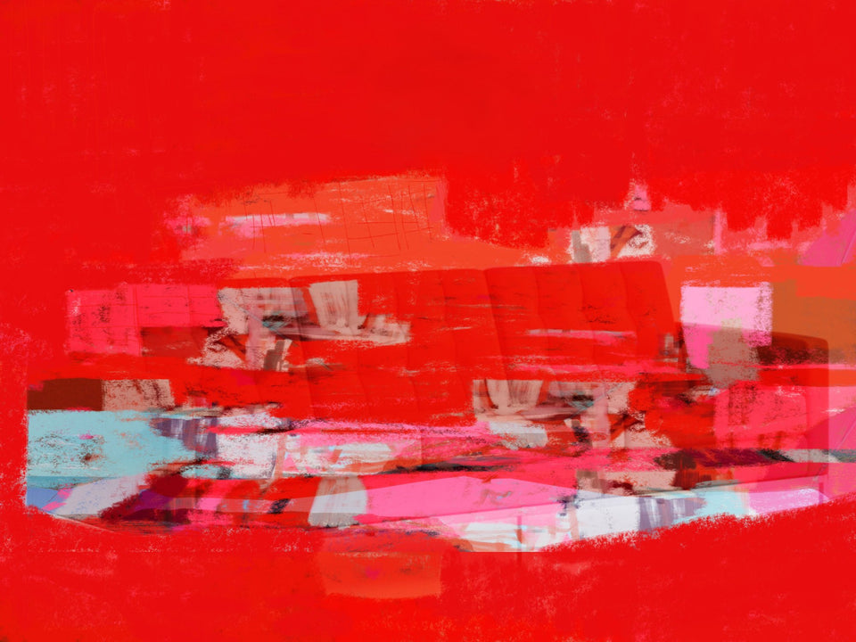  Rencontre, peinture abstraite rouge - Tableau design  artiste peintre Octave Pixel  galerie TACT Art abstrait & contemporain