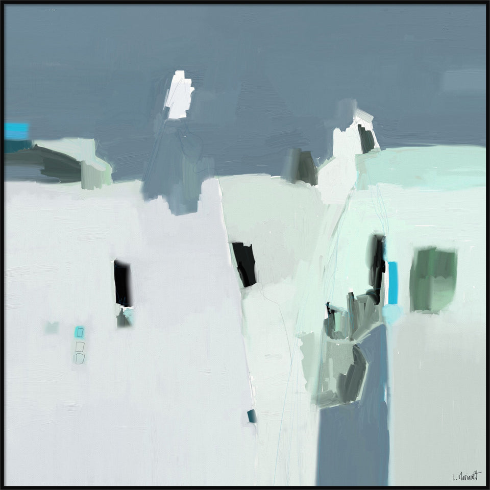 Peinture numérique abstraite moderne grise bleue signée par l