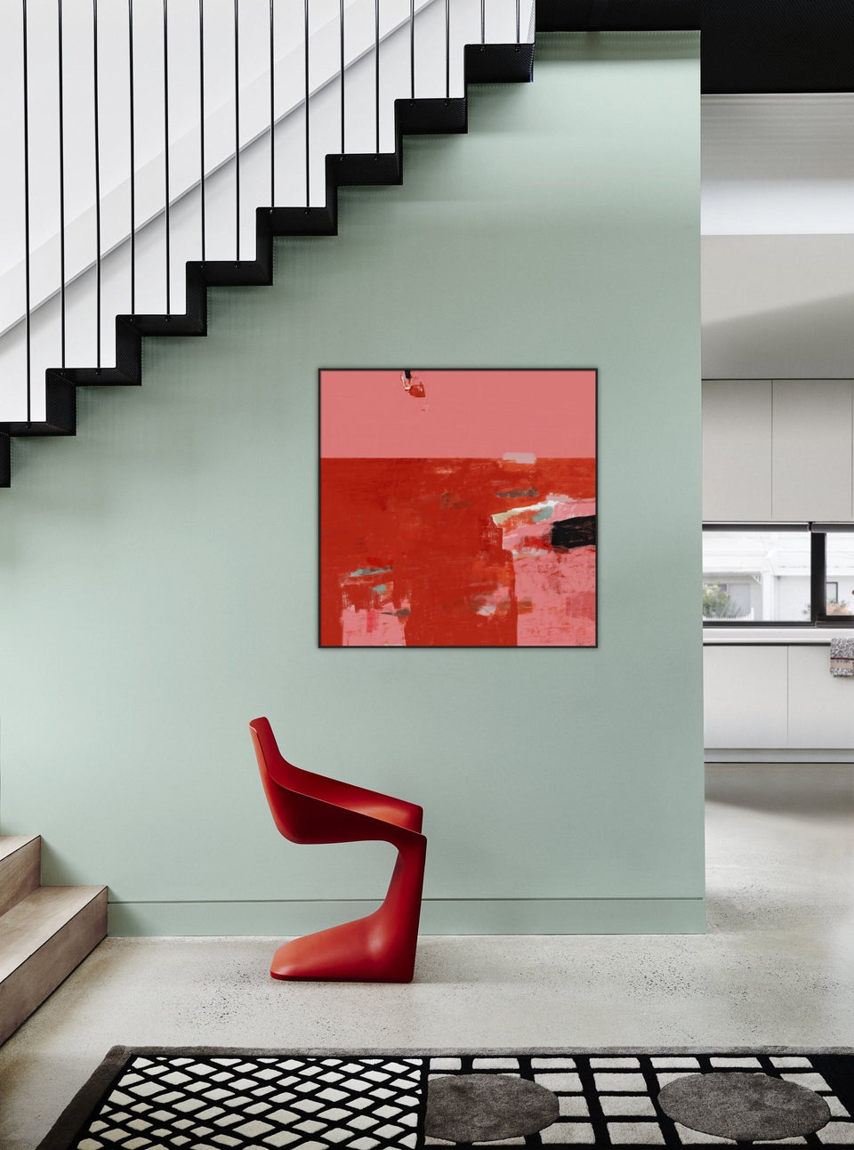  Emotion partagée - peinture abstraite rouge rose - œuvres d'art  artiste peintre Octave Pixel  galerie TACT Art abstrait & contemporain