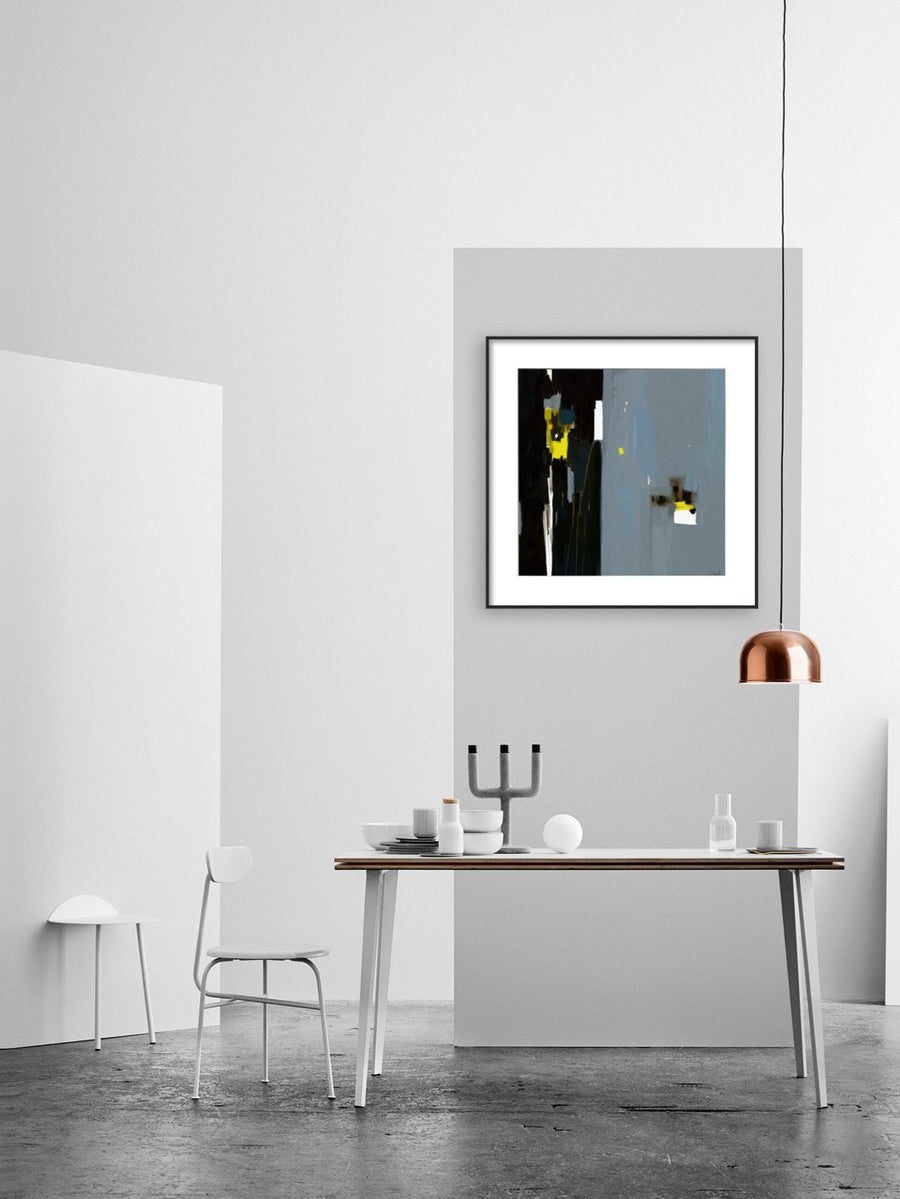 Tableau Abstrait Design Galerie - XXL, Toile Noir Blanc Gris, Moderne, 165x165cm