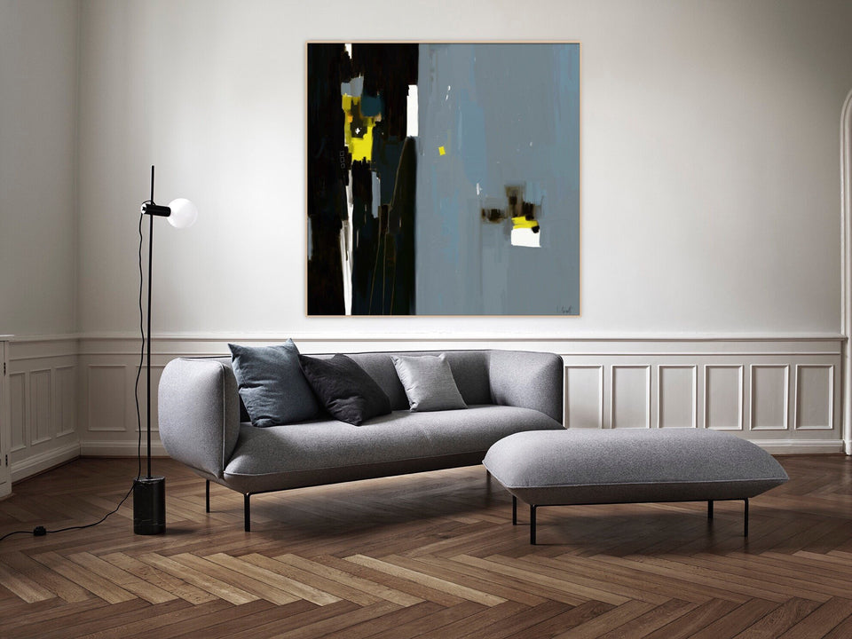  L'homme du pouvoir - 704 Tableau abstrait moderne gris noir signé par l'artiste - Peinture abstraite  artiste peintre Ludovic Mariault  galerie TACT Art abstrait & contemporain