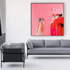 Négociation - 707 cadre abstrait moderne rose rouge signé
