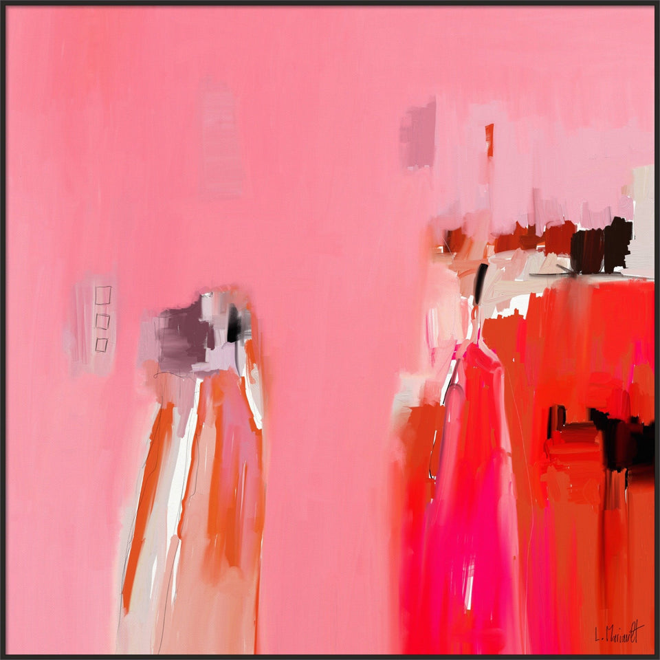  Négociation - 707 cadre abstrait moderne rose rouge signé - Peinture abstraite  artiste peintre Ludovic Mariault  galerie TACT Art abstrait & contemporain