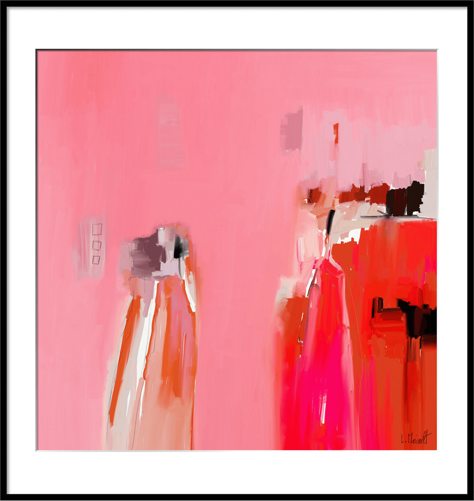  Négociation - 707 Tableau abstrait moderne rose rouge signé - Peinture abstraite  artiste peintre Ludovic Mariault  galerie TACT Art abstrait & contemporain