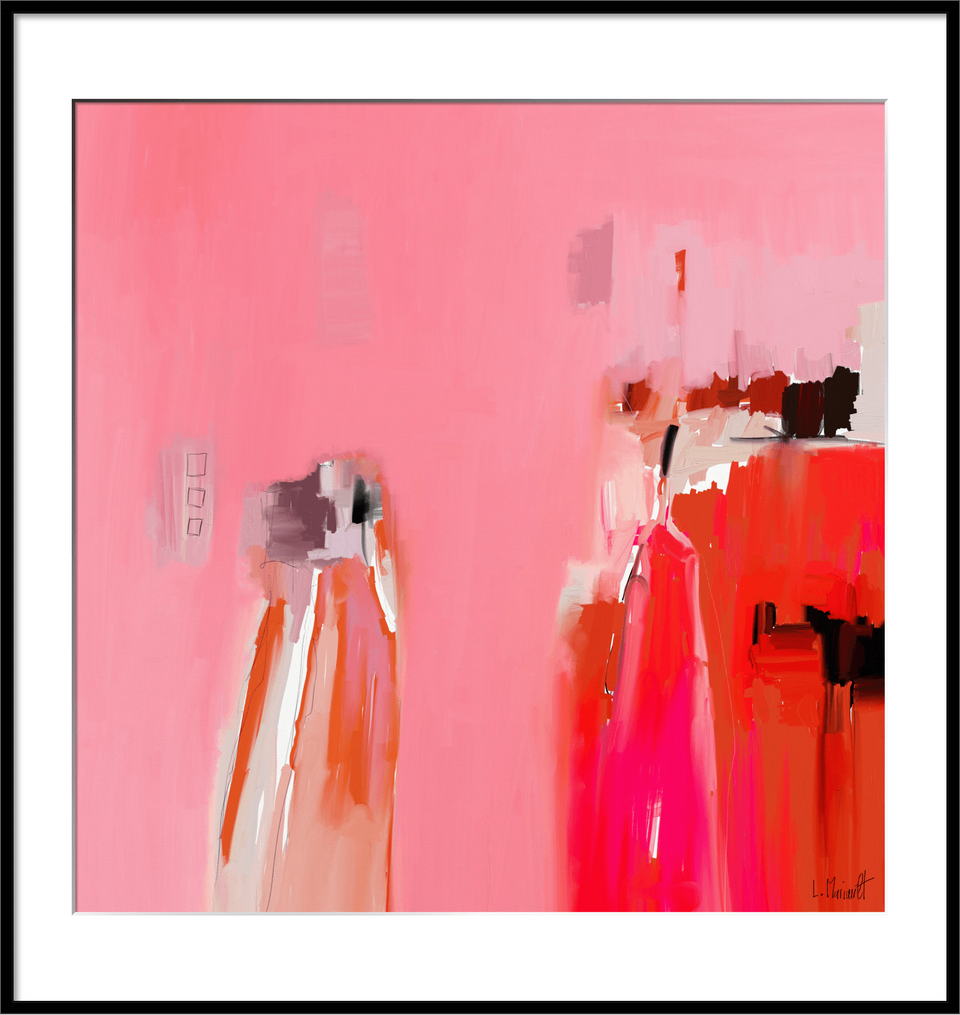  Négociation - 707 cadre abstrait moderne rose rouge signé - Peinture abstraite  artiste peintre Ludovic Mariault  galerie TACT Art abstrait & contemporain