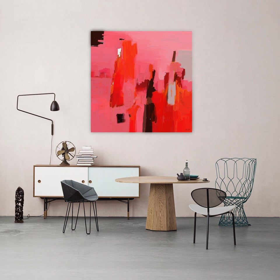  Versatilité - 710 peinture numérique digitale abstraite Rouge rose grise - Peinture abstraite  artiste peintre Ludovic Mariault  galerie TACT Art abstrait & contemporain