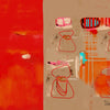 4 histoires, tableau abstrait rouge taupe
