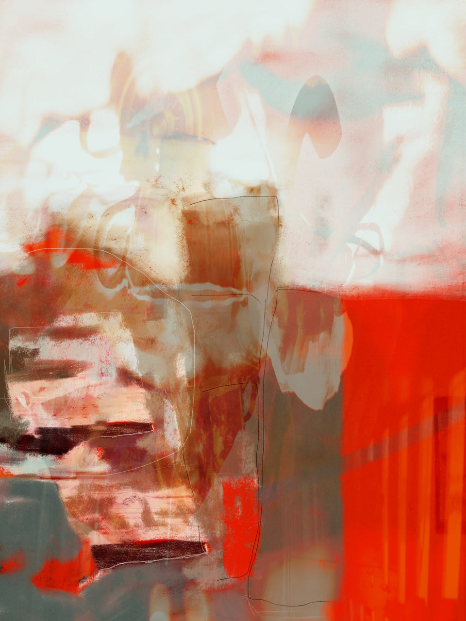 Potion magique 2 - peinture abstraite orange grise - Œuvres d'art  artiste peintre Octave Pixel  galerie TACT Art abstrait & contemporain