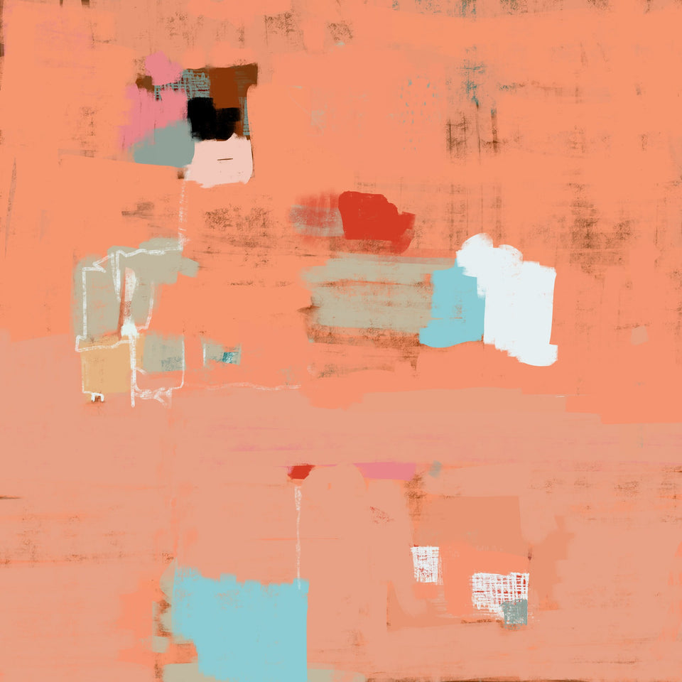  Peinture numérique style abstrait couleurs rose saumon terracotta - Peinture abstraite  artiste peintre Octave Pixel  galerie TACT Art abstrait & contemporain