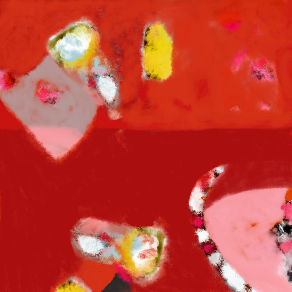 Ecrin rouge, tableau abstrait - Peintures abstraites 80x80 cm  artiste peintre Octave Pixel  galerie TACT Art abstrait & contemporain