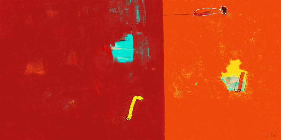  My Dreamscape tableau abstrait Bicolore rouge orange - Tableau abstrait  artiste peintre Octave Pixel  galerie TACT Art abstrait & contemporain