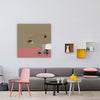 Rencontre - peinture abstraite rose beige