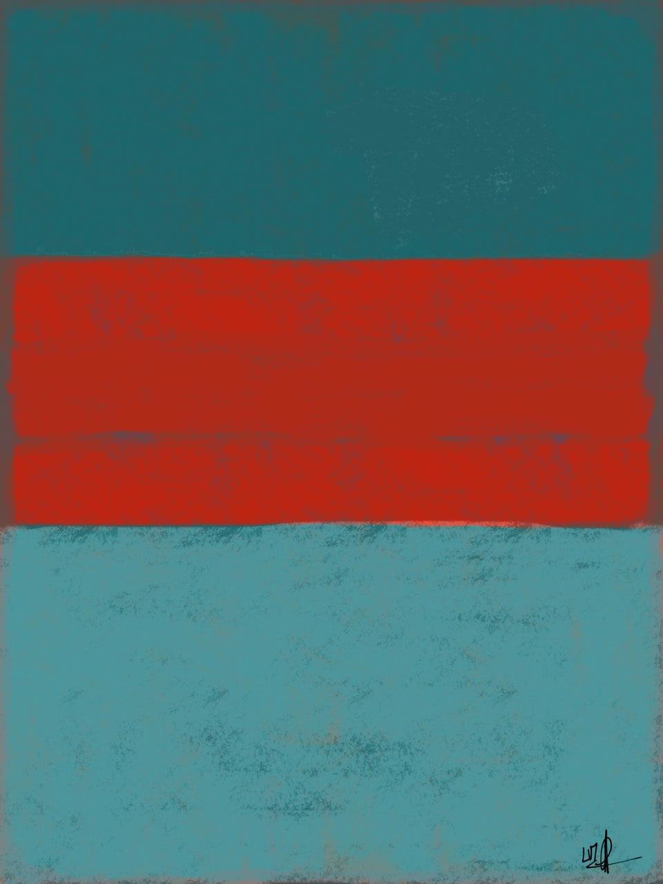  Couleurs Rothko de rouge sur bleu gris - Peinture abstraite  artiste peintre Ludwig Mario  galerie TACT Art abstrait & contemporain