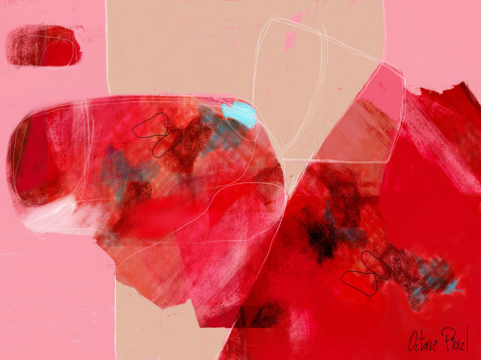  Pot rouge, peinture abstraite - Œuvres d'art  artiste peintre Octave Pixel  galerie TACT Art abstrait & contemporain