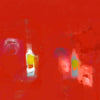 Bouteilles, tableau abstrait