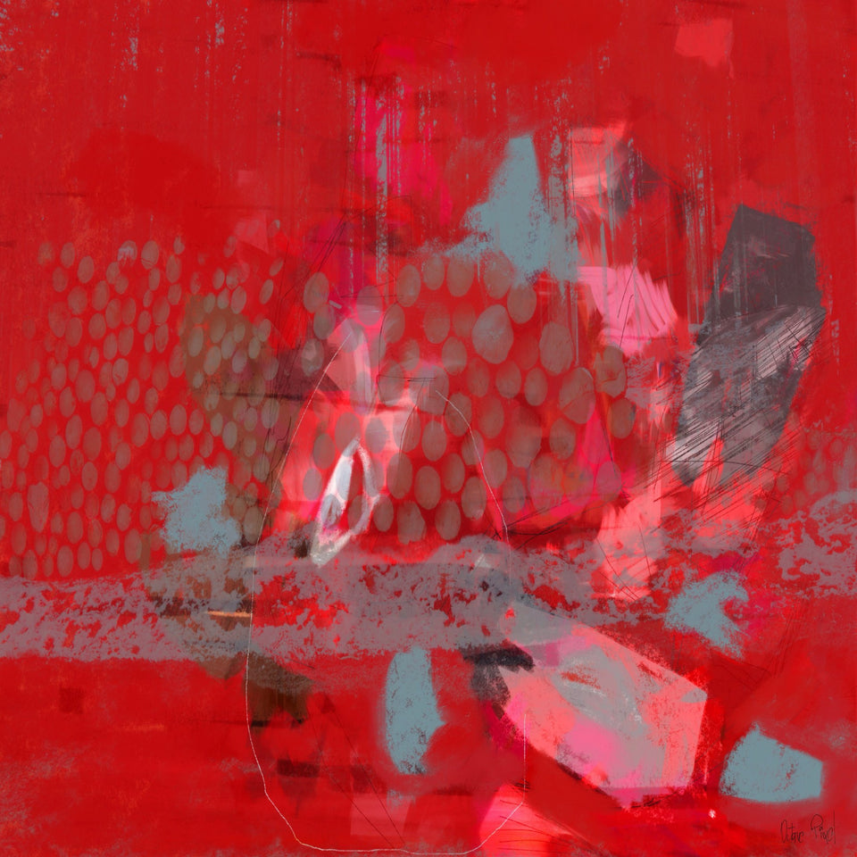  Petit pas doux - tableau abstrait rouge Déco intérieur - Tableau design  artiste peintre Octave Pixel  galerie TACT Art abstrait & contemporain