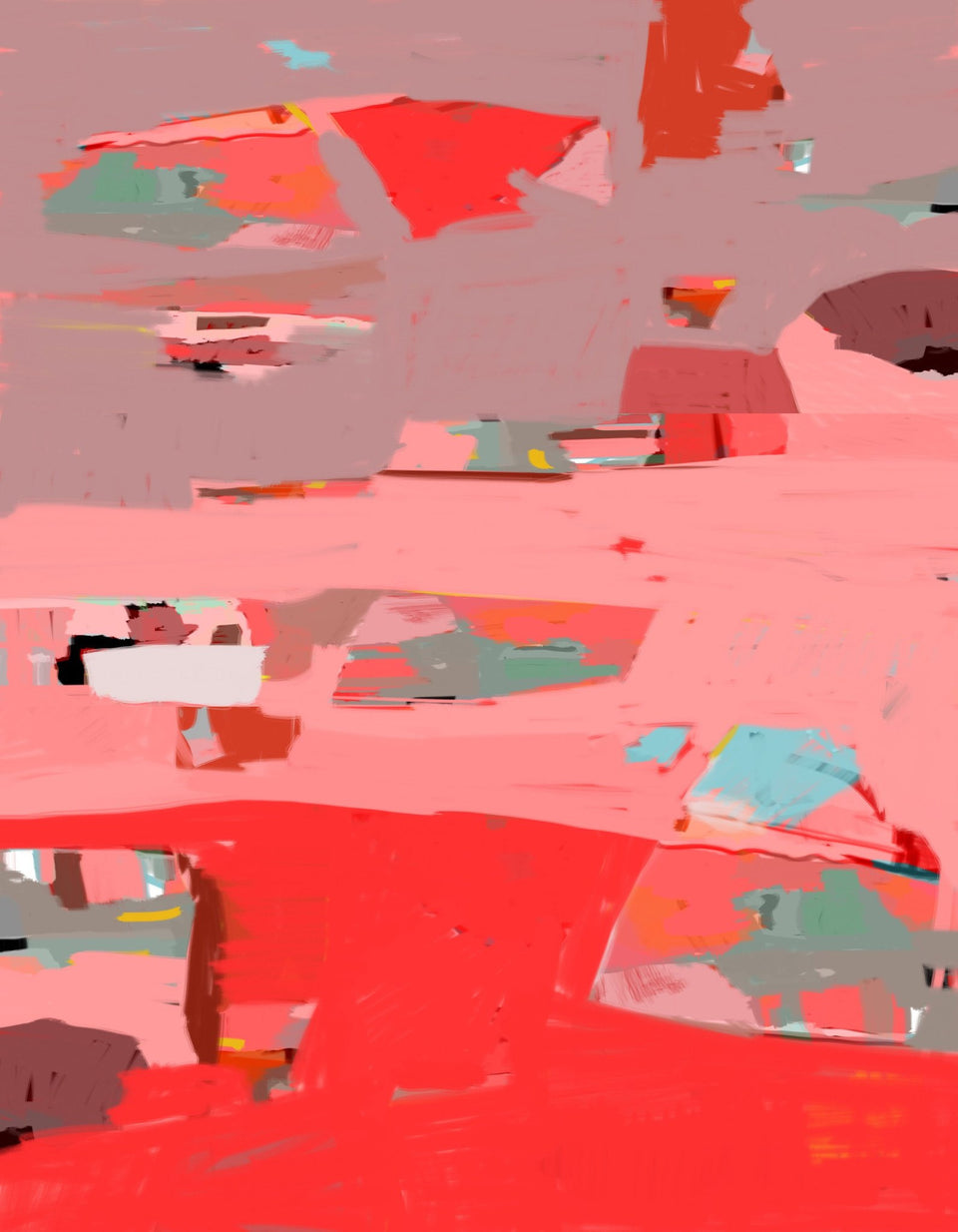  Provence Paysage abstrait rouge rose - Tableau design  artiste peintre Octave Pixel  galerie TACT Art abstrait & contemporain